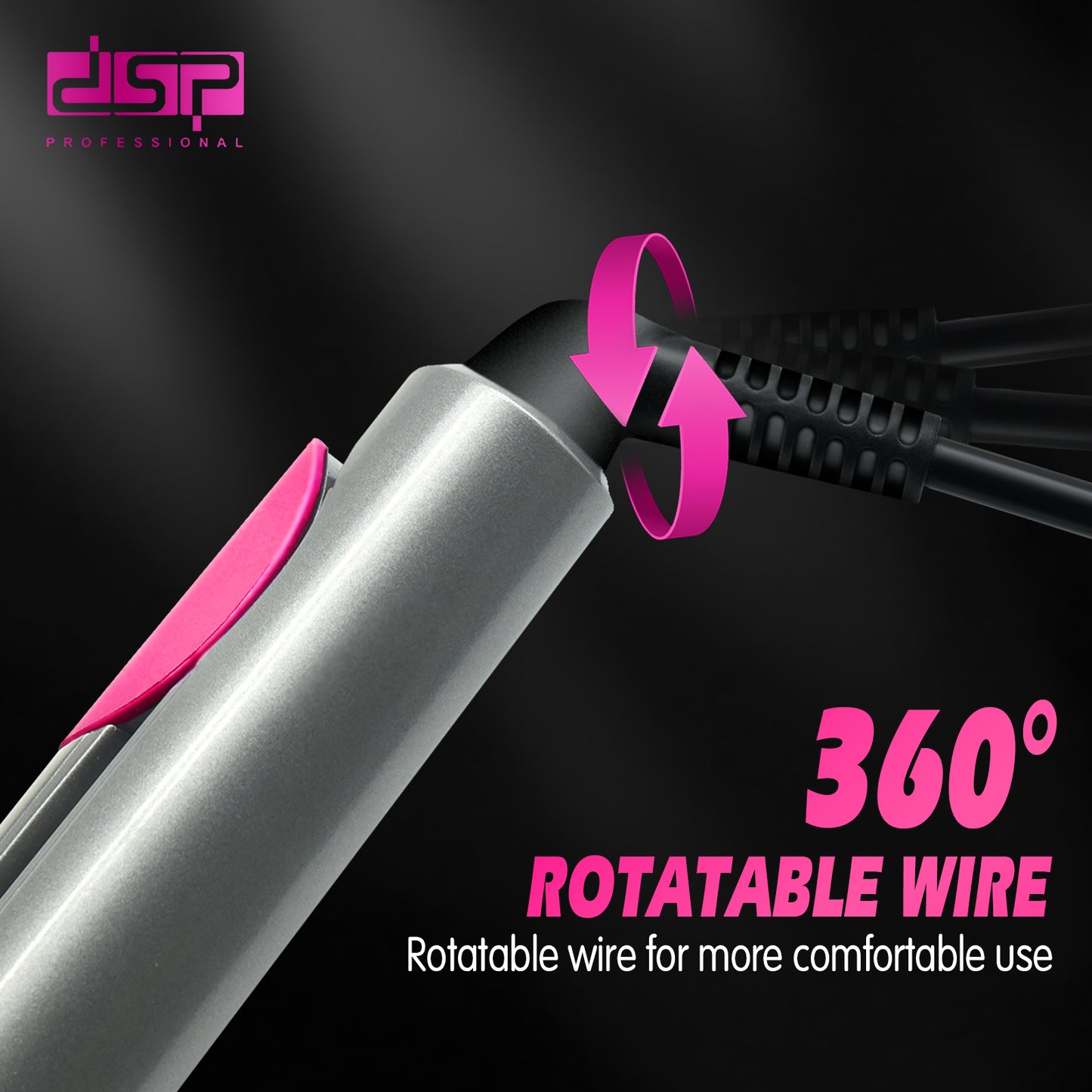 DSP Hot Seller Titanium Hair Straightener 38W Fast Heat 5-Temp Adjustable 360° Swivel Cord for Damage-Free Styling Home & Salon