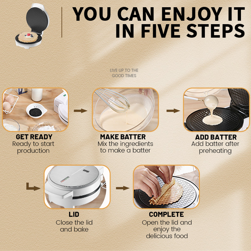 1000W Waffle Maker, Non-Stick Plates, Cool-Touch Housing, Thermostatic Control, Safe for Family Breakfast, Perfect for Waffles, Skid-Resistant Feet