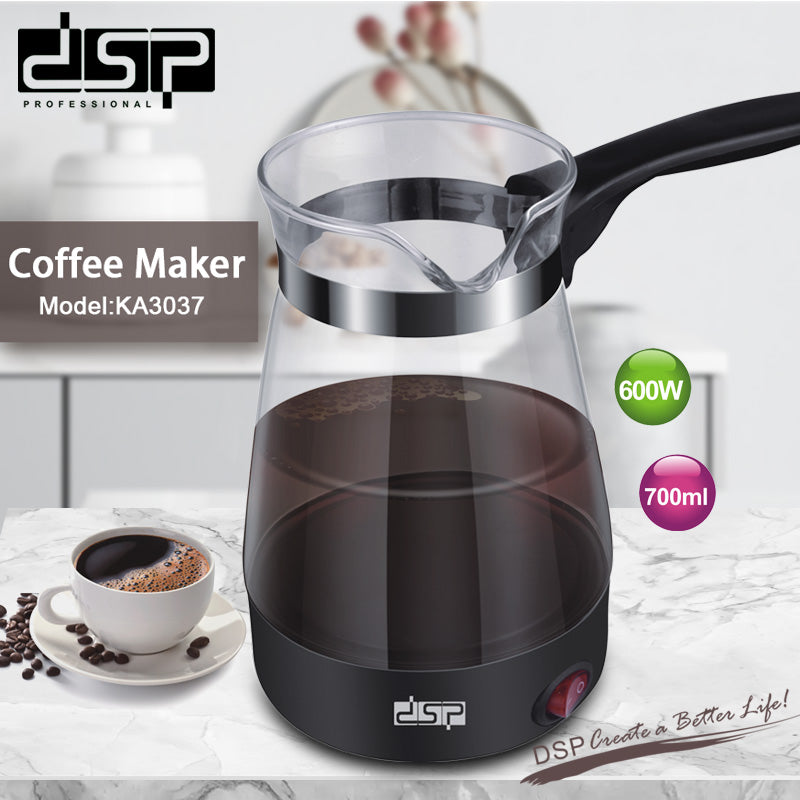 DSP 12 Cup Glass Coffee Pot Replacement - 500ml, 600W with Hidden Stainless Steel Heating Element, Heat-Resistant Handle, Red Indicator (220-240V, Clear)