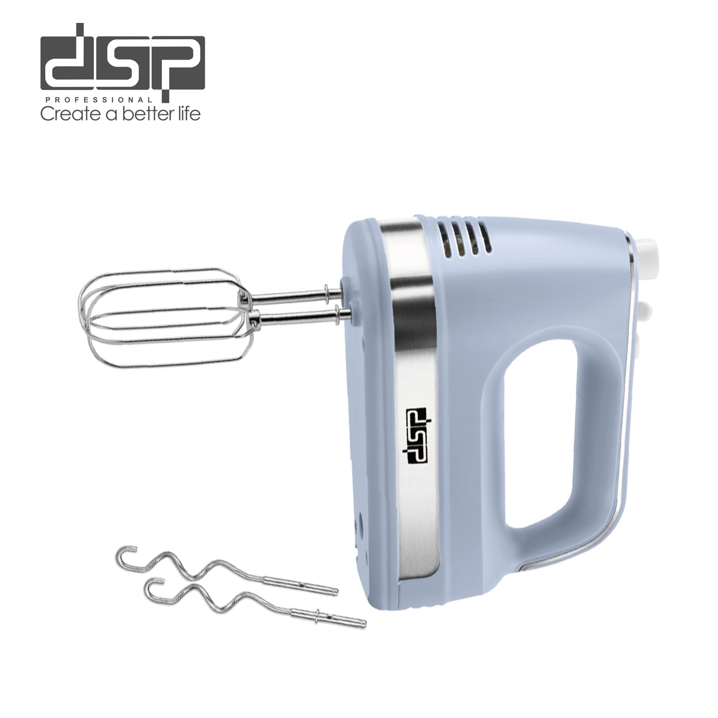 200W Turbo Hand Mixer, 5-Speed & One-Click Acceleration with 2 Chrome Beaters & Hooks for Pro Home Baking