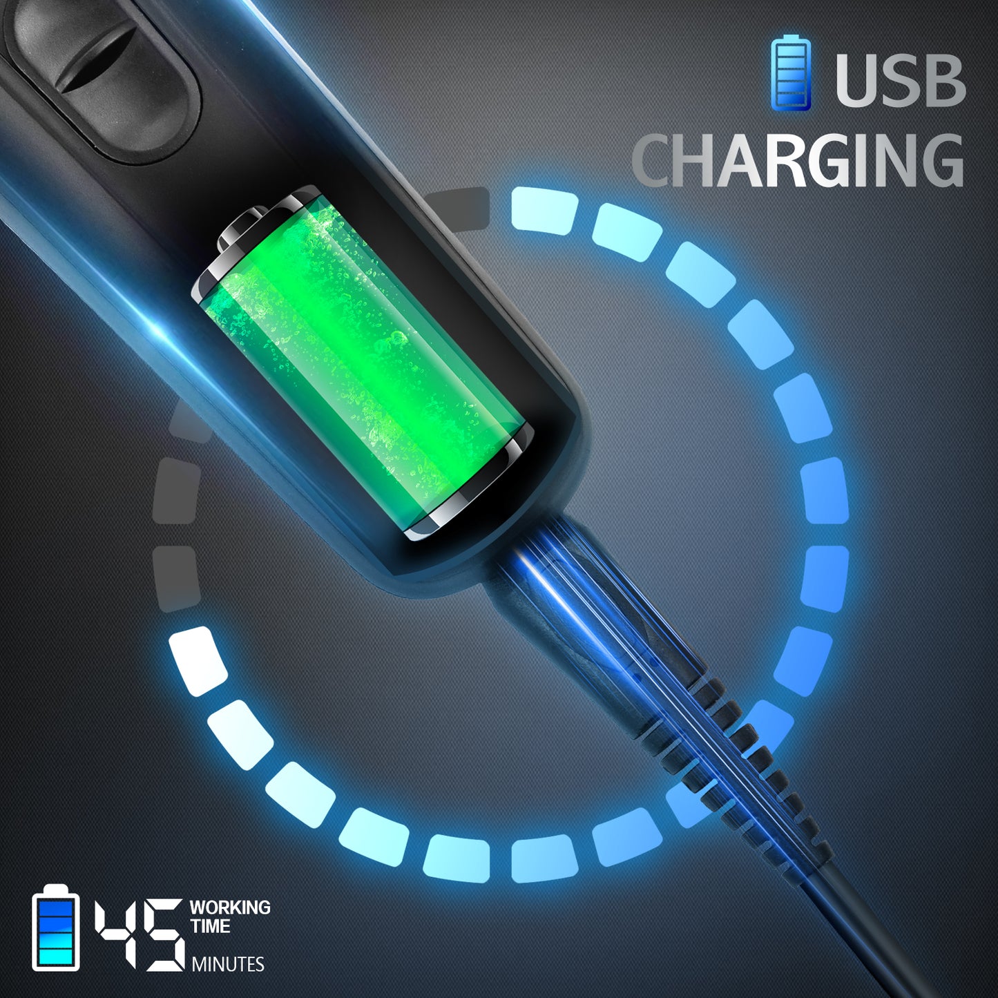 USB Rechargeable Hair Clipper, Gentle Precision Cutting with 2 Combs & Care Kit, Safe & Quiet Trimming