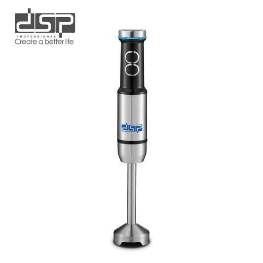 DSP 1500W Immersion Blender Handheld Cordless - Powerful Electric Mixer with Turbo Function, 2-Speed Control & Detachable Stainless Steel Rod, Ideal for Smoothies, Soup, Puree (Blue Light Ring)