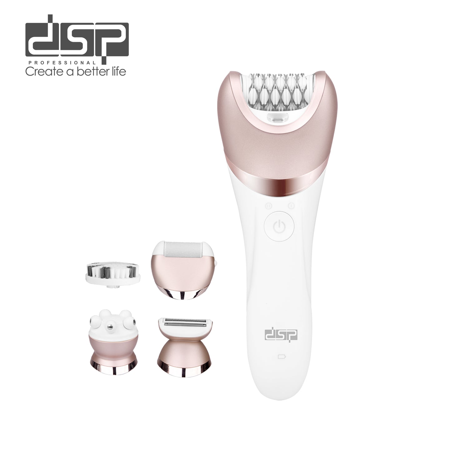 DSP Pro 5-in-1 Beauty Tools Kit | 50Min Runtime + Skin Brush, 1400mAh Portable Skincare Set for Home Spa