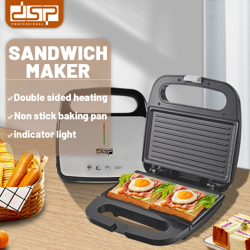 DSP Smart Pick 800W Pro Sandwich Maker with Non-Stick Plates, Auto Temp Control & Rapid Heating for Golden Toast/Panini/Waffles