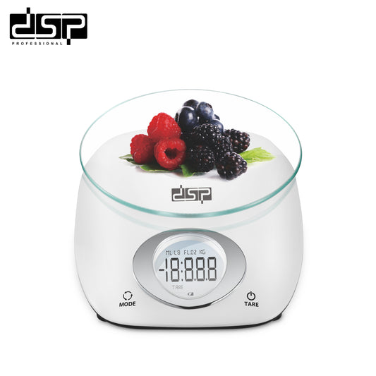 Digital Kitchen Scale 5000g/11lb, 1g Precision, Large LCD, Glass Tray & Stainless Hook, Multi-Unit Measurement for Baking Cooking Food