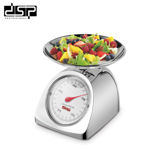DSP Mechanical Kitchen Scale, Food Scale with Bowl – 5000g/11lb Capacity, 40g Graduation, ABS Material, Easy-Clean Tray for Home Kitchen