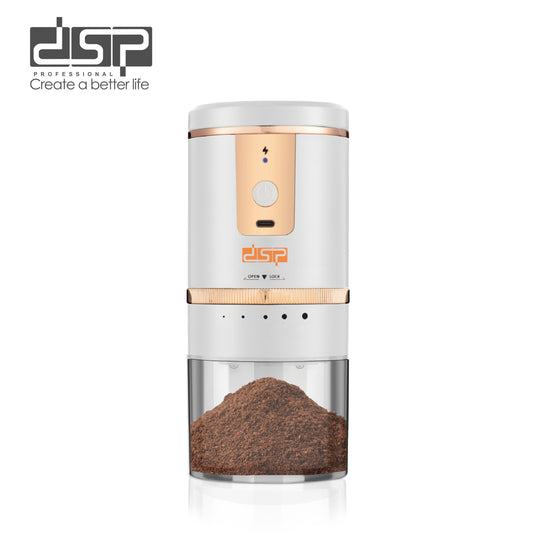 DSP Electric Coffee Grinder with Conical Burr - Rechargeable 250ml Capacity, 5 Adjustable Grind Sizes, Ceramic Core for Flavor Preservation, Type-C Charging, Perfect for Home Use