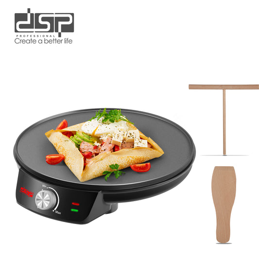 1200W Crepe Maker, 30cm Teflon Non-Stick Plate, Adjustable Temp with Wooden Spatula & Stick, Perfect for Crepes, Pancakes, Breakfast & Desserts