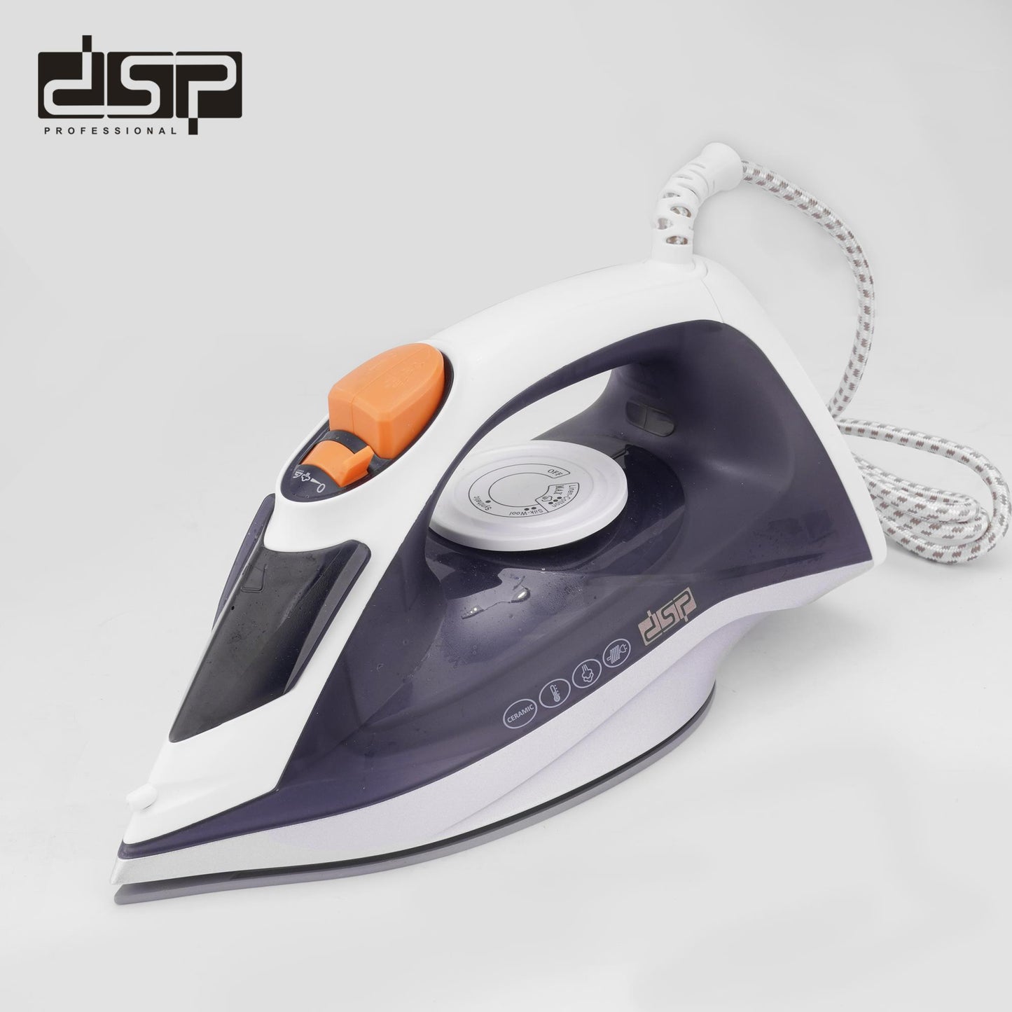 DSP Steam Iron for Clothes with Retractable Cord, 2200W Powerful Steam, Ceramic Soleplate, Dry/Spray/Vertical Steam, Self-Cleaning, 275ml Tank - Ideal for Home Use