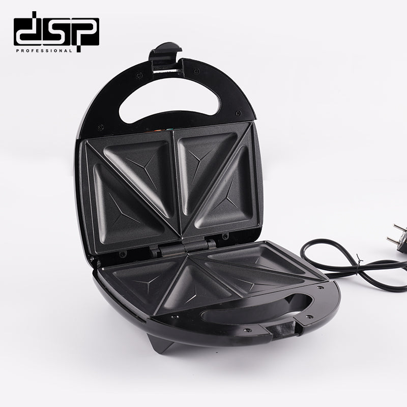 DSP Mini Waffle Maker & Sandwich Press – Compact 750W Non-Stick Tostiarepa Grill with Cool-Touch Handle, Indicator Light & Anti-Slip Feet (Black, ETL Certified)