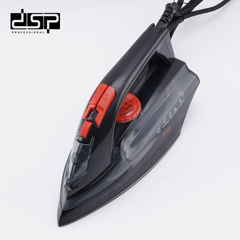 DSP Steam Iron for Clothes, 1600W with Teflon Soleplate, Adjustable Temperature, Continuous Steam & Spray, Vertical Steam, Retractable Cord, Overheat Protection – Ideal for Home Use