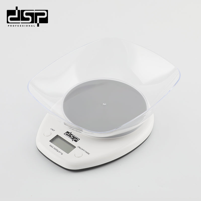 DSP Digital Kitchen Scale, 5000g Food Scale with Removable Bowl, Precise Grams/Ounces/LB for Cooking, Baking & Meal Prep, LCD Display, ABS Body – Easy Storage & Cleaning