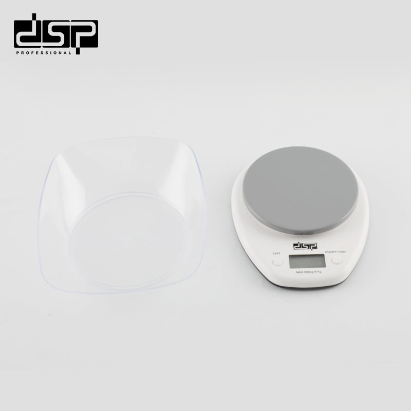 DSP Digital Kitchen Scale, 5000g Food Scale with Removable Bowl, Precise Grams/Ounces/LB for Cooking, Baking & Meal Prep, LCD Display, ABS Body – Easy Storage & Cleaning