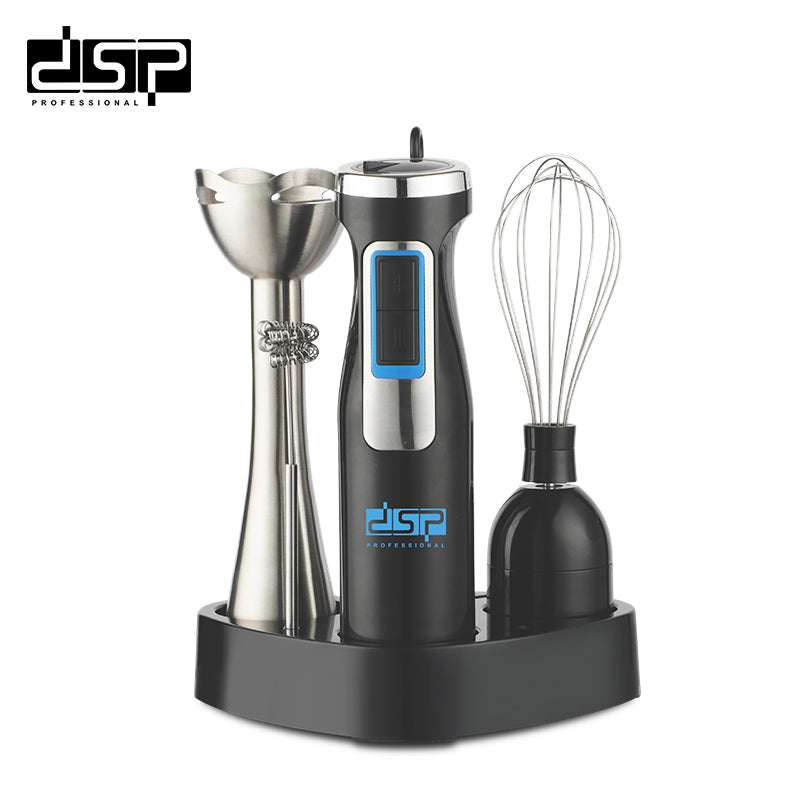 DSP 4-in-1 Hand Blender | 1200W Powerful Immersion Blender with 2 Speeds & Variable Control | Stainless Steel Blades & Removable Stirring Bar | Includes Whisk, Frother & Base | for Smoothies, Soup, Baby Food (220-240V)
