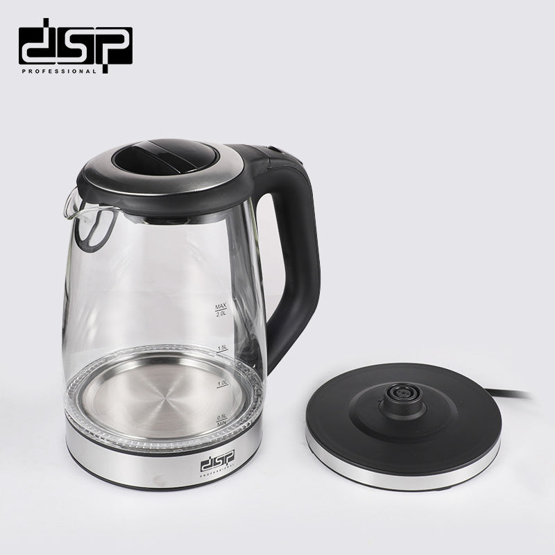 DSP Electric Kettle 2.0L, 2200W Fast Boiling Hot Water Kettle with Auto Shut-Off, BPA-Free Stainless Steel, Cordless & 360° Rotatable Base for Home Kitchen Appliances