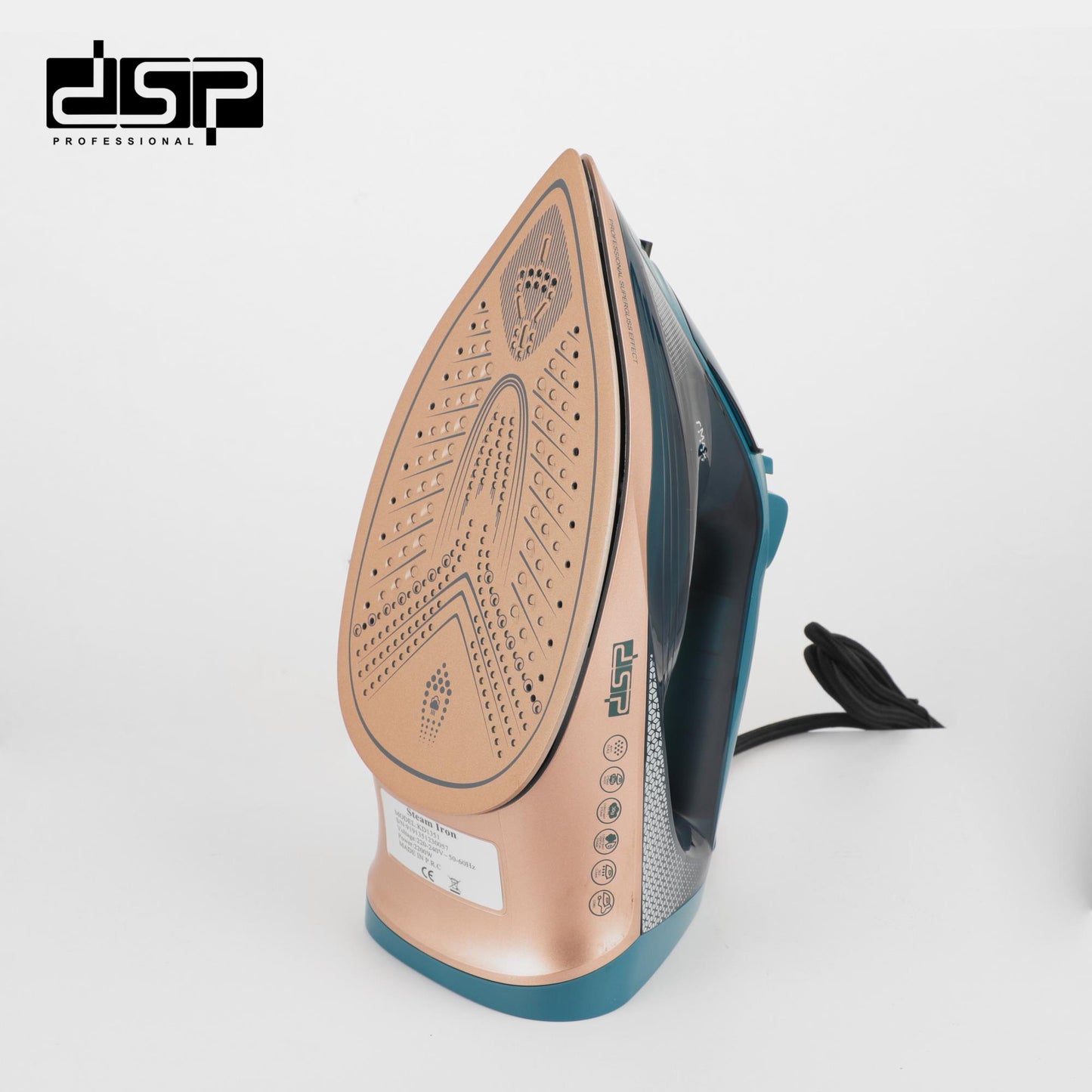 DSP Steam Iron for Clothes - 2200W Ceramic Soleplate with Retractable Cord, Adjustable Steam (15-25g/min), 330ml Tank, Overheat Protection - Ideal for Home Use