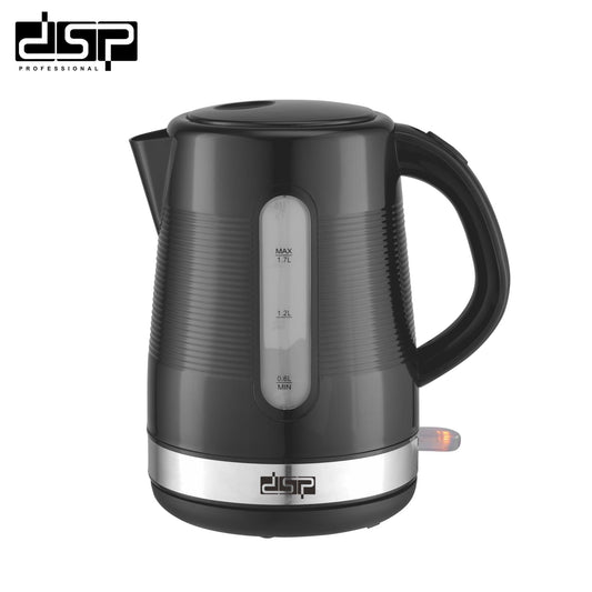DSP Electric Kettle 1.7L, 2200W Fast Boiling, Auto Shut-Off & Boil-Dry Protection, Stainless Steel Heating, Cordless & 360° Rotatable, Visual Water Window for Home & Kitchen Appliances