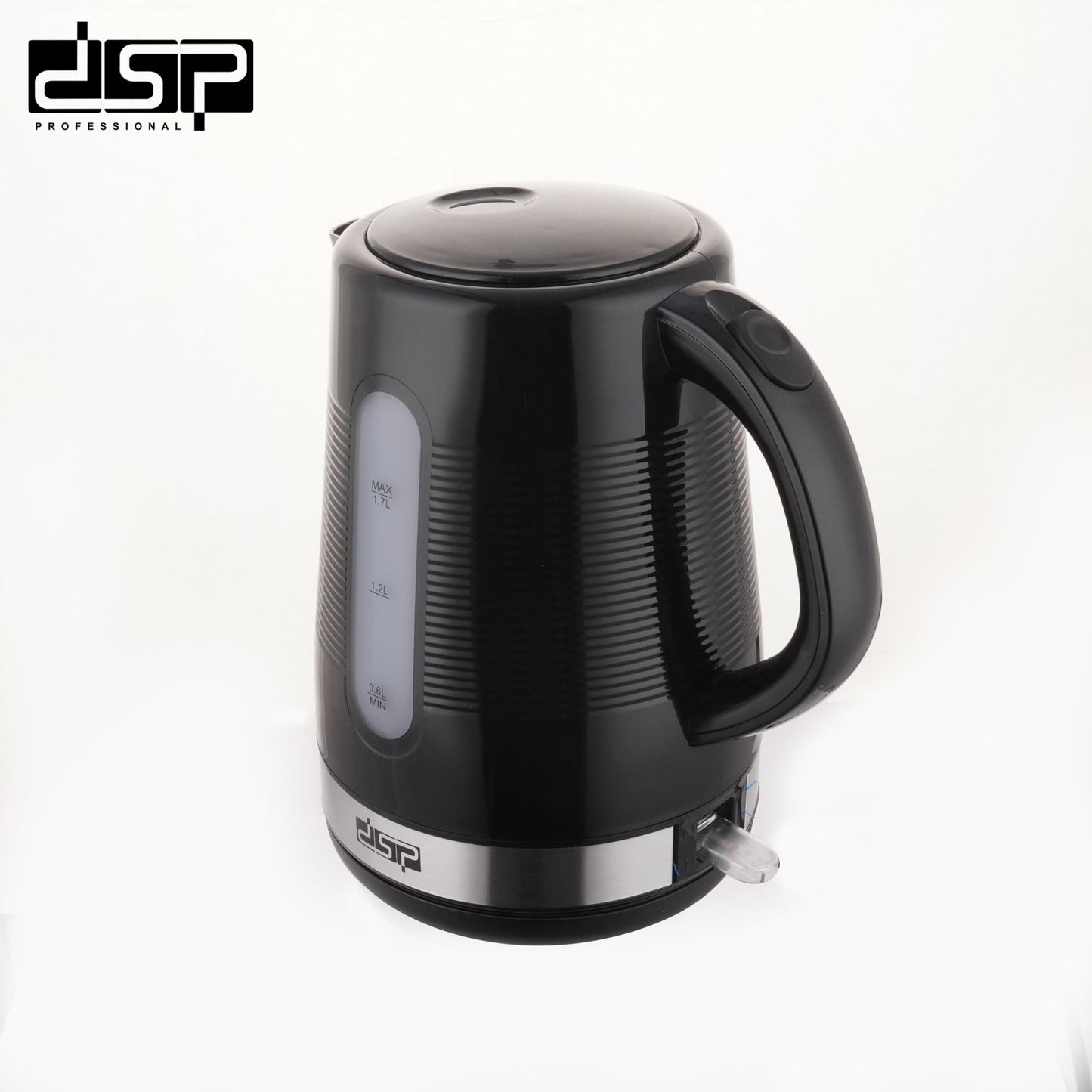 DSP Electric Kettle 1.7L, 2200W Fast Boiling, Auto Shut-Off & Boil-Dry Protection, Stainless Steel Heating, Cordless & 360° Rotatable, Visual Water Window for Home & Kitchen Appliances