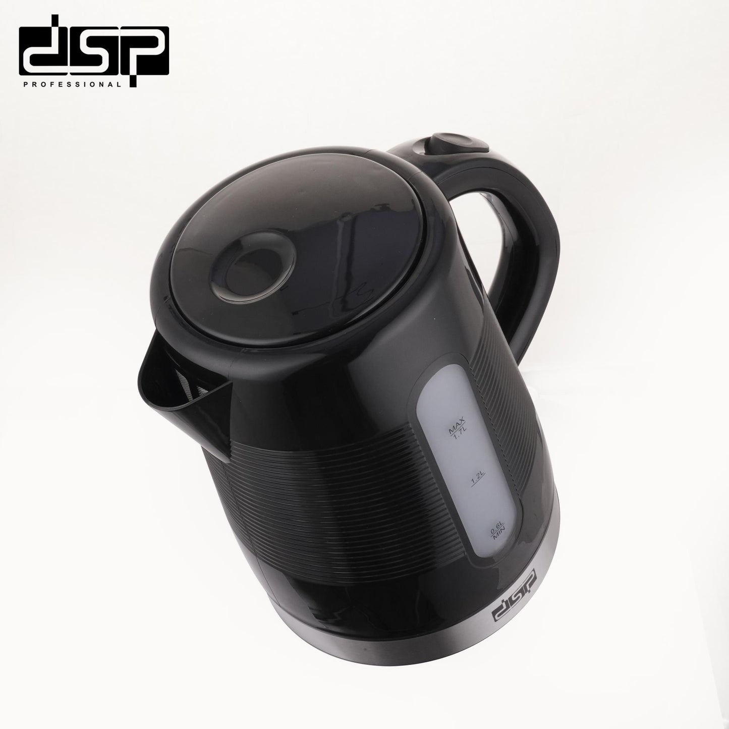 DSP Electric Kettle 1.7L, 2200W Fast Boiling, Auto Shut-Off & Boil-Dry Protection, Stainless Steel Heating, Cordless & 360° Rotatable, Visual Water Window for Home & Kitchen Appliances