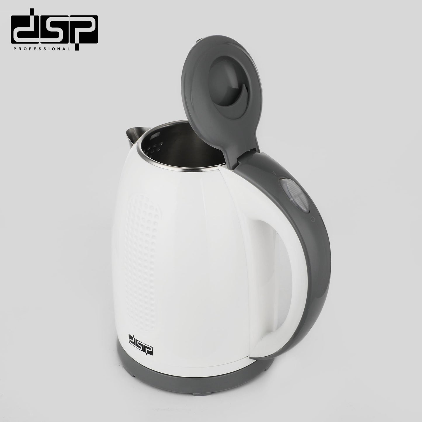 DSP 1.7L Electric Kettle – 2200W Fast Boiling, 304 Stainless Steel & Anti-Scald PP, Auto Shut-Off & Boil-Dry Protection, 360° Cordless for Home & Kitchen Appliances
