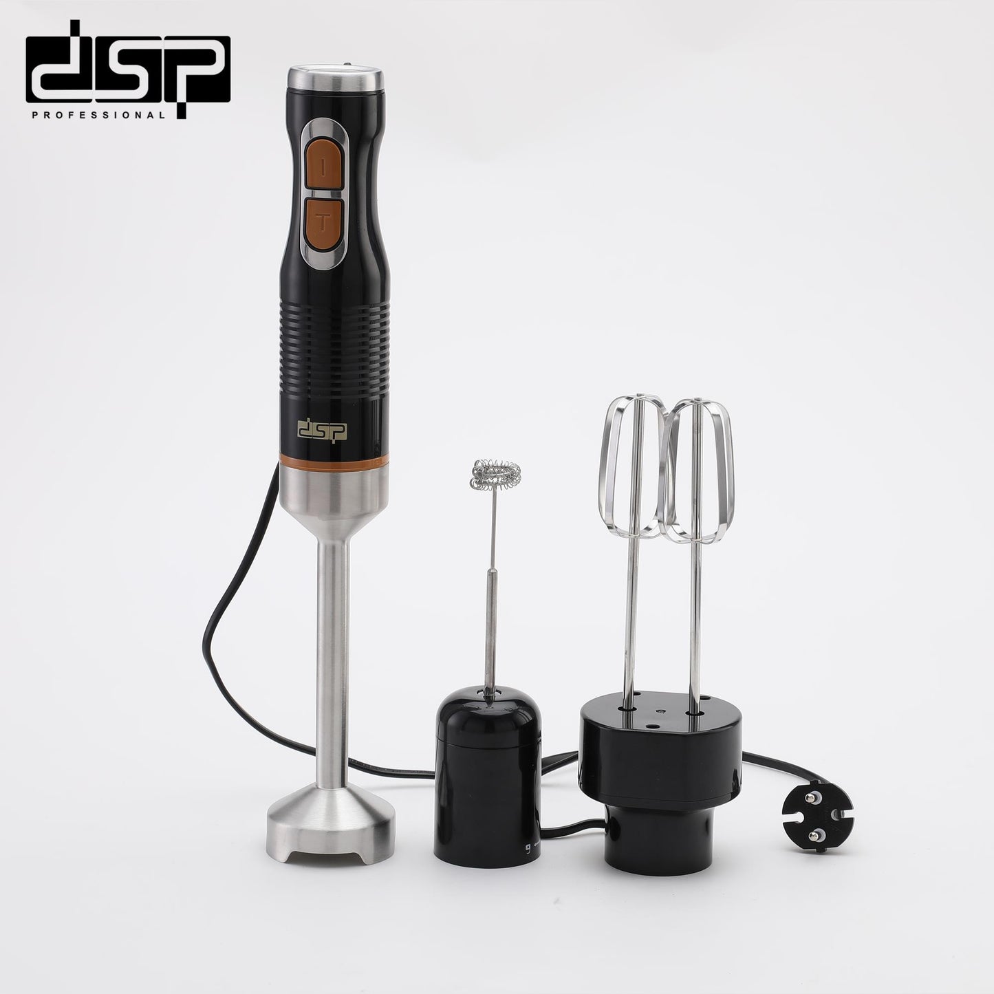 DSP 5 in 1 Immersion Blender Set, 1000W Handheld Stick Blender with Variable Speed, Stainless Steel Blades, 700ml Measuring Cup, Meat Grinder & Milk Frother – Perfect for Smoothies, Soups & Baby Food