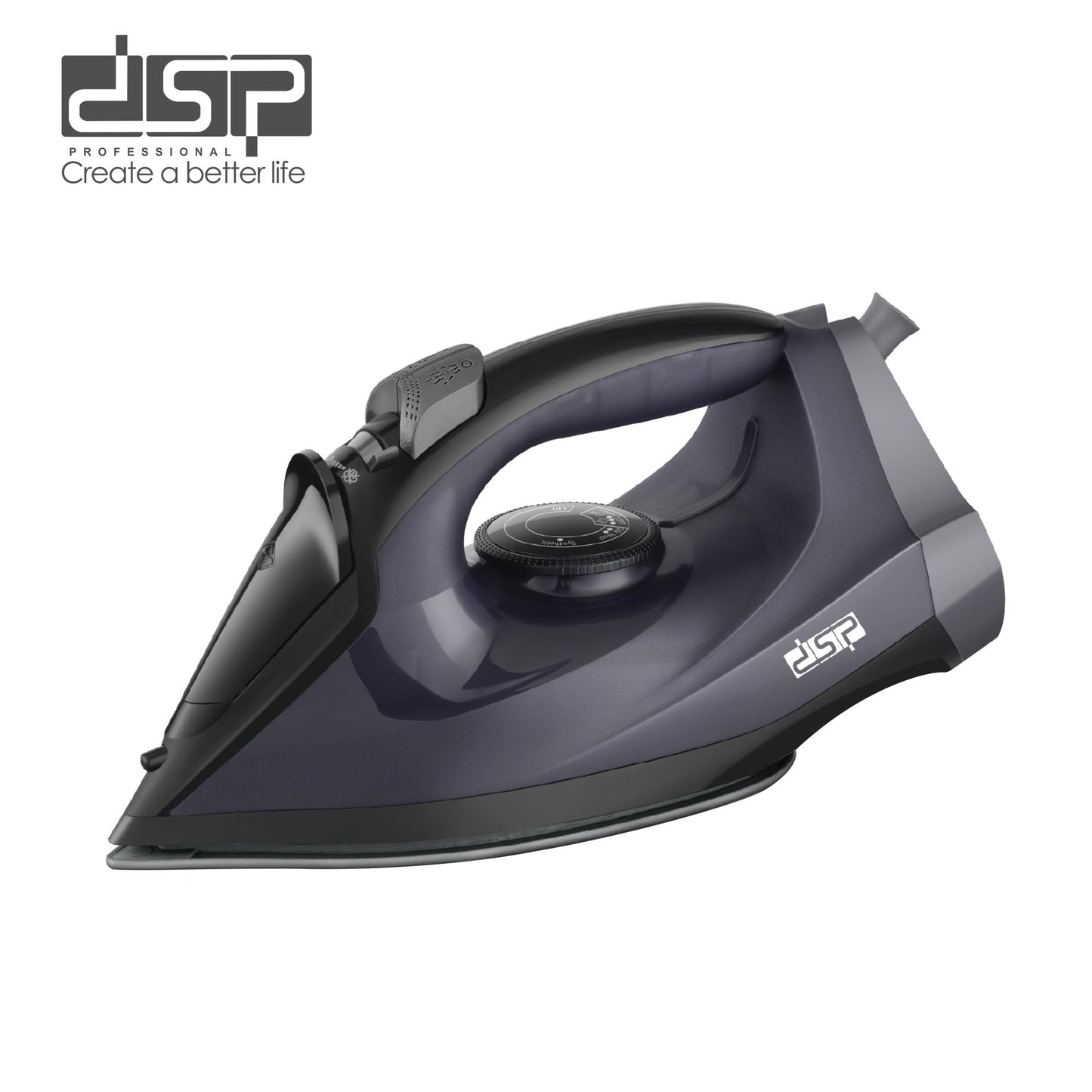 DSP Steam Iron for Clothes with 1600W Power, Ceramic Plate & 200ml Water Tank - Dry/Steam/Spray/Self-Cleaning, Overheating Protection - Fast & Efficient Ironing for Home Use