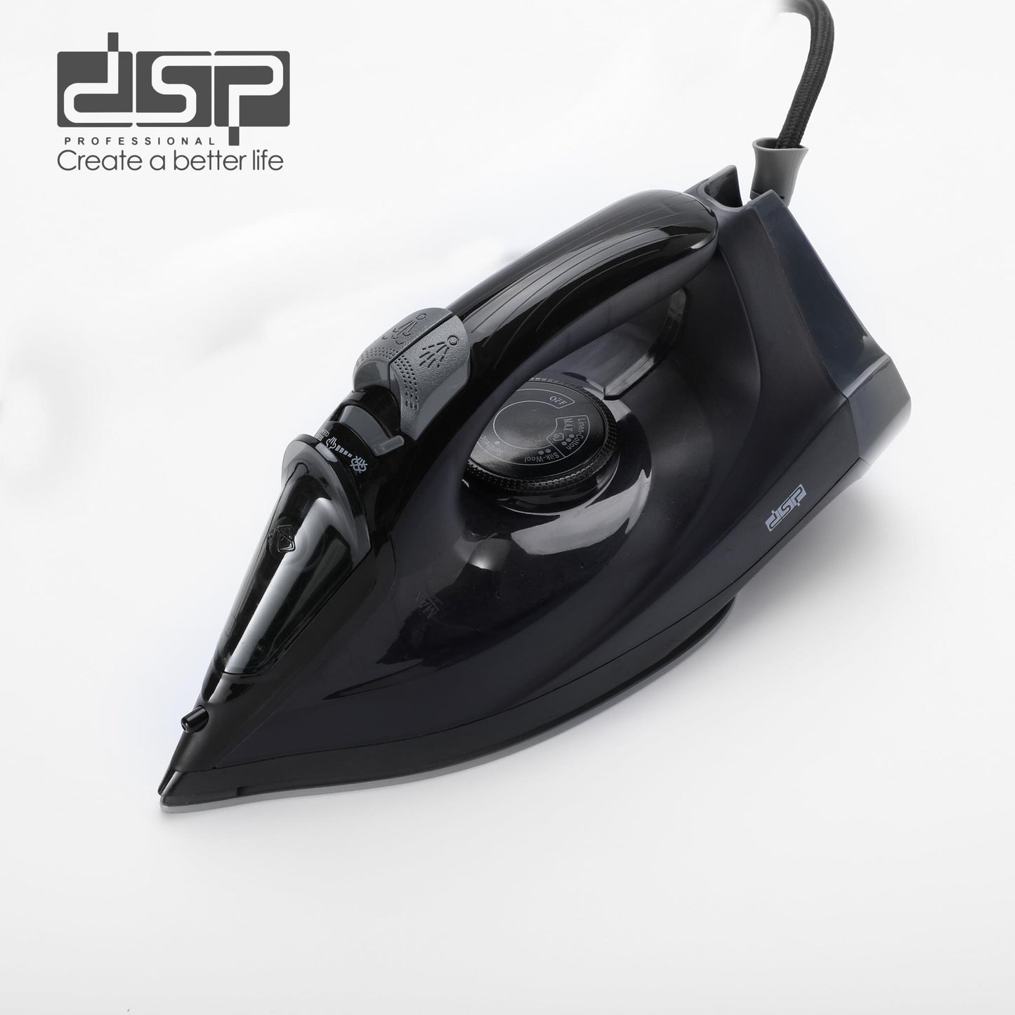 DSP Steam Iron for Clothes with 1600W Power, Ceramic Plate & 200ml Water Tank - Dry/Steam/Spray/Self-Cleaning, Overheating Protection - Fast & Efficient Ironing for Home Use