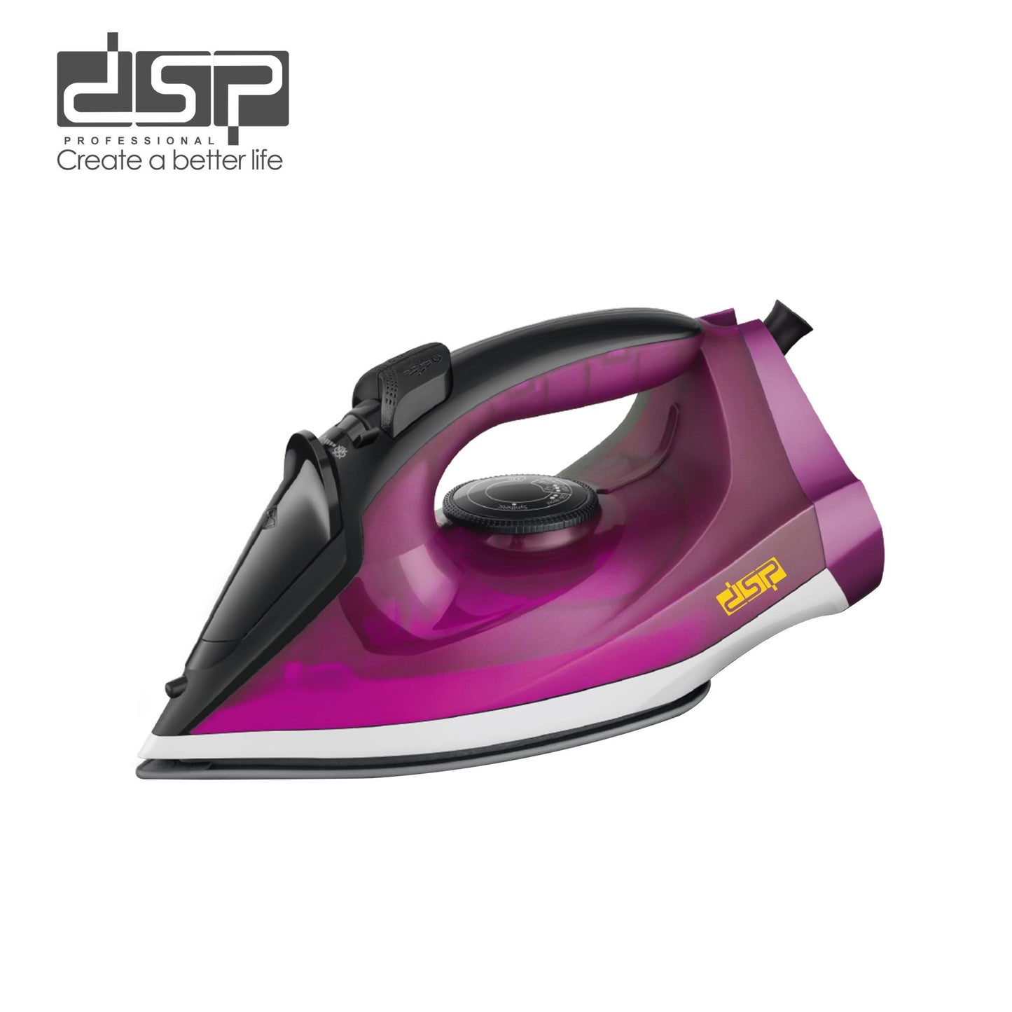 DSP Steam Iron for Clothes with 1600W Power, Ceramic Plate & 200ml Water Tank - Dry/Steam/Spray/Self-Cleaning, Overheating Protection - Fast & Efficient Ironing for Home Use