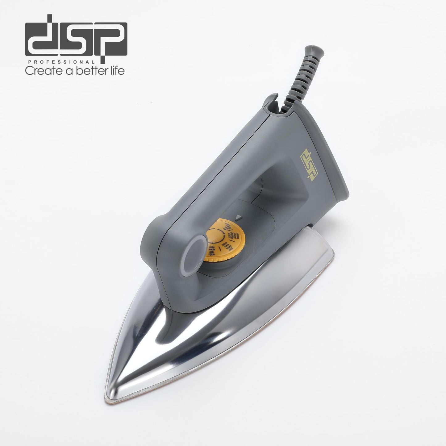 DSP Dry Iron for Clothes with Retractable Cord - 1200W, 220°C Max Temperature, Teflon Non-Stick Soleplate, Adjustable Heat & Overheat Protection, LED Indicator - Home Ironing (220-240V)