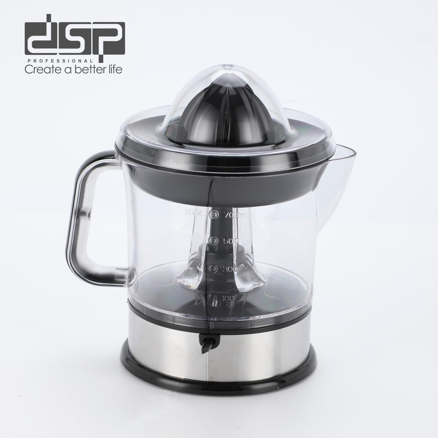 DSP Electric Citrus Juicer - 220V 40W Orange/Lemon Squeezer with 0.7L Capacity, 430 Stainless Steel & PP Body, Dual Press Cones, Reversible Motor, Easy Clean & Non-Slip for Fresh Juice at Home
