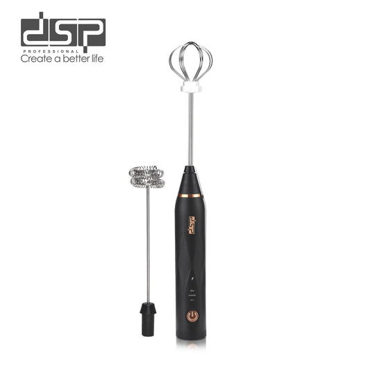 DSP Handheld Milk Frother for Coffee, USB Rechargeable Electric Mixer with 2 Stirring Rods & 3 Speeds (5800-12000 RPM) - Silent Frother Wand for Latte, Cappuccino, Hot Chocolate, Protein Shake