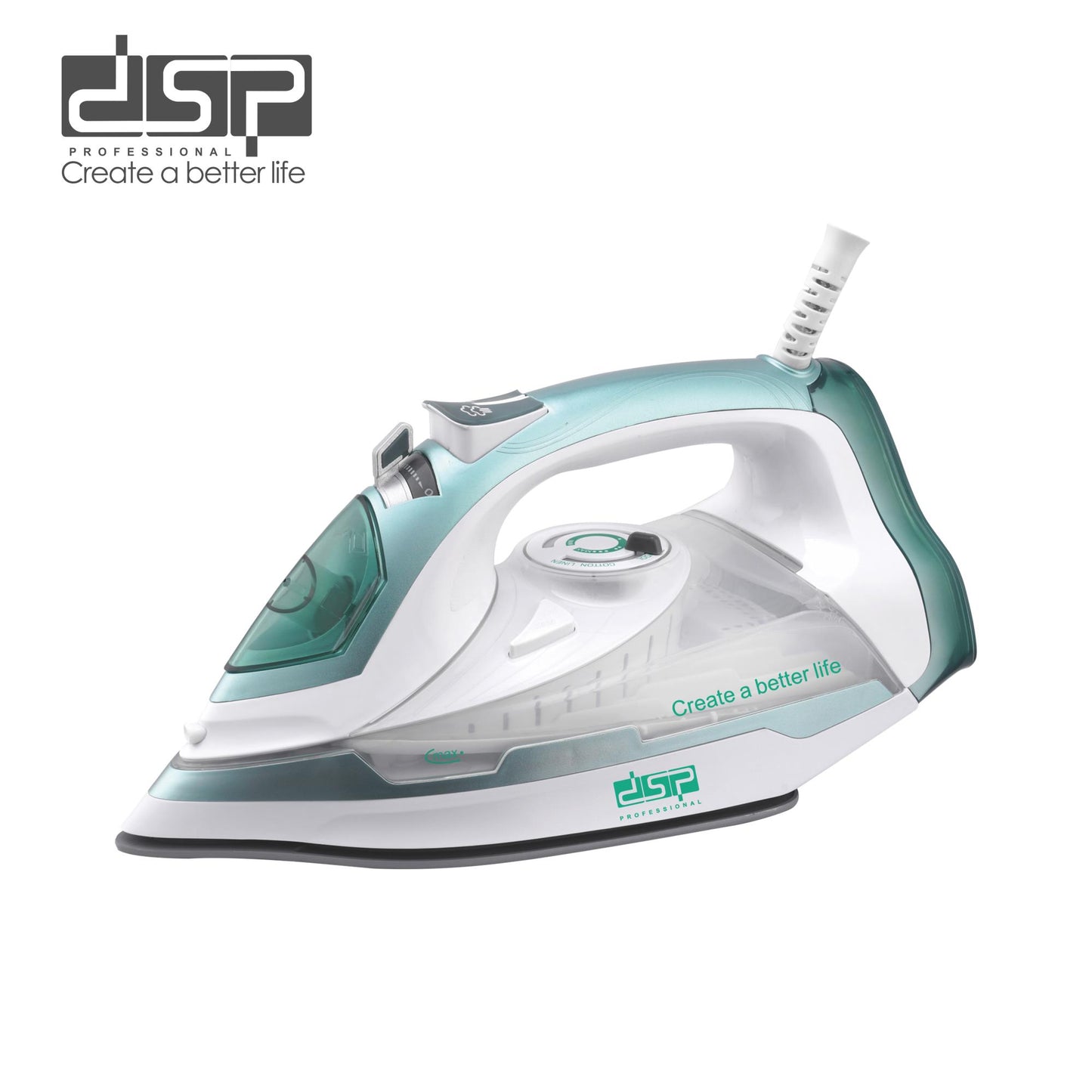 DSP 2200W Steam Iron for Clothes, Ceramic Soleplate, 380ml Water Tank, Adjustable Steam, Vertical Steam, Self-Cleaning, Retractable Cord – Powerful & Efficient Ironing