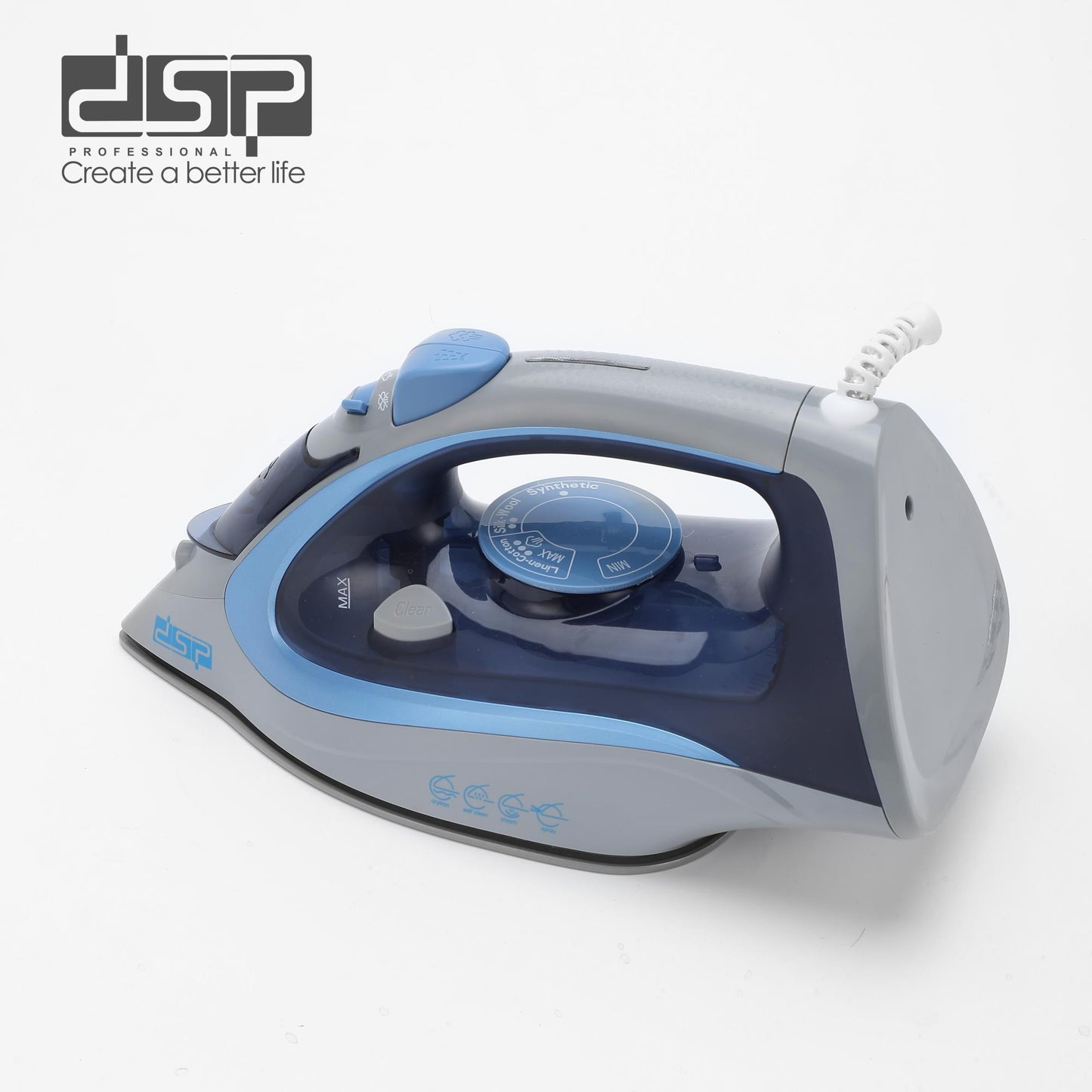 DSP Steam Iron for Clothes - 2200W Powerful Iron Steamer with Ceramic Soleplate, 400ml Water Tank, 7-in-1 Functions(Spray/Dry/Steam/Burst)& Self-Cleaning - Adjustable for All Fabrics