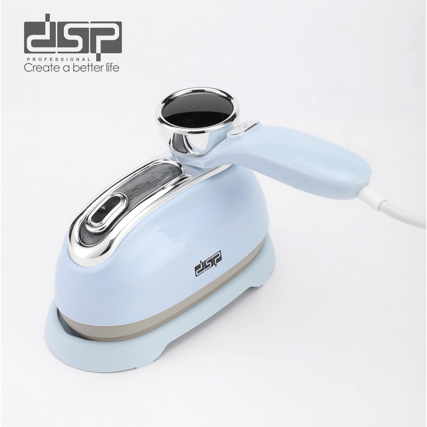DSP Steam Iron for Clothes, 1200W Professional Dry & Steam Irons, 160ml Water Tank, Aluminum + Glass Soleplate, LED Display, 3 Steam Levels, Overheat Protection, Rotatable Handle for Home Use