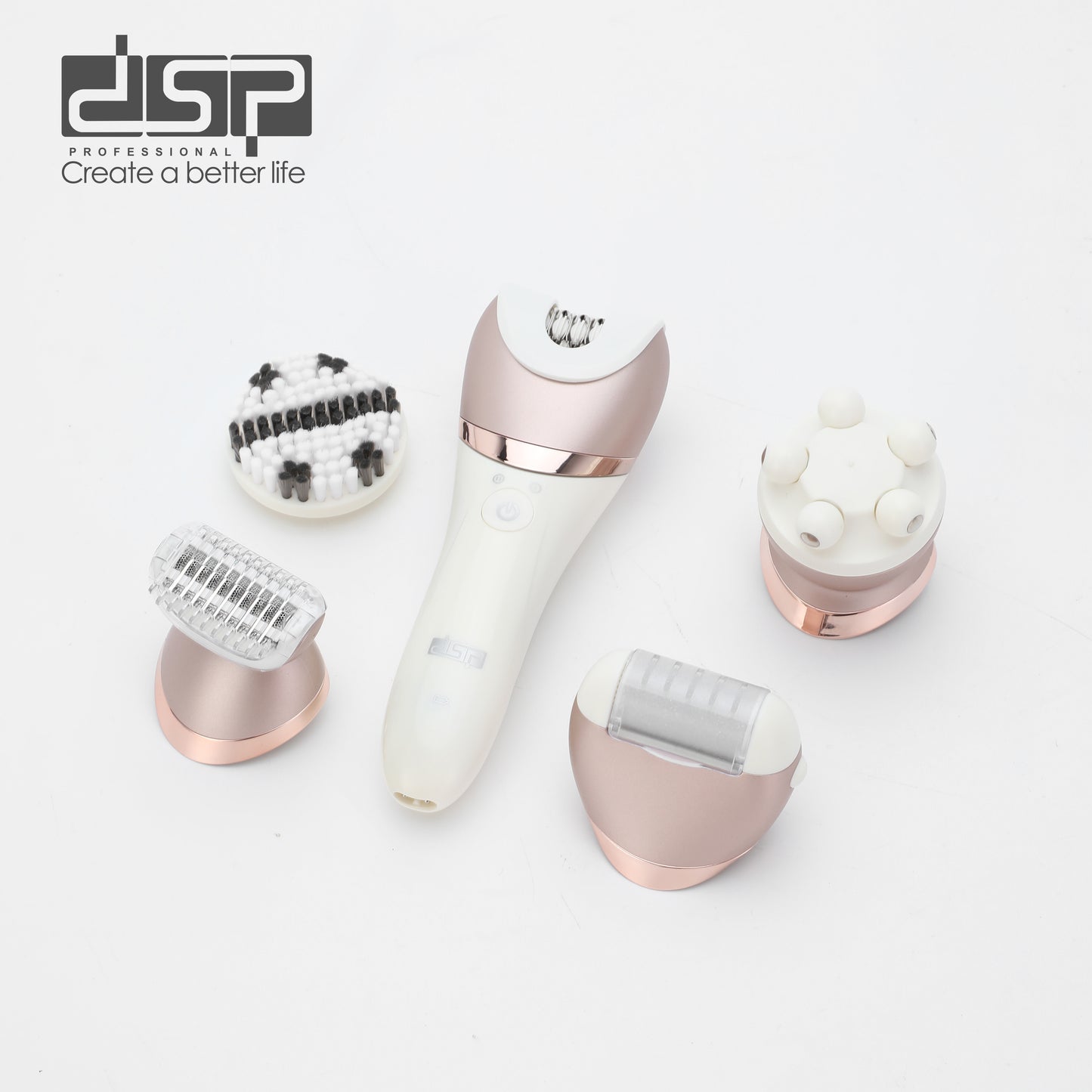 DSP Pro 5-in-1 Beauty Tools Kit | 50Min Runtime + Skin Brush, 1400mAh Portable Skincare Set for Home Spa
