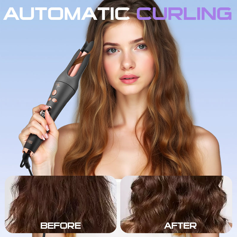 Auto Curler 180s Quick Heat 8 Temps, Dual Ceramic Barrels 19/25mm with Buzzer Alert & Auto-Off, Home Hair Styling & Protection