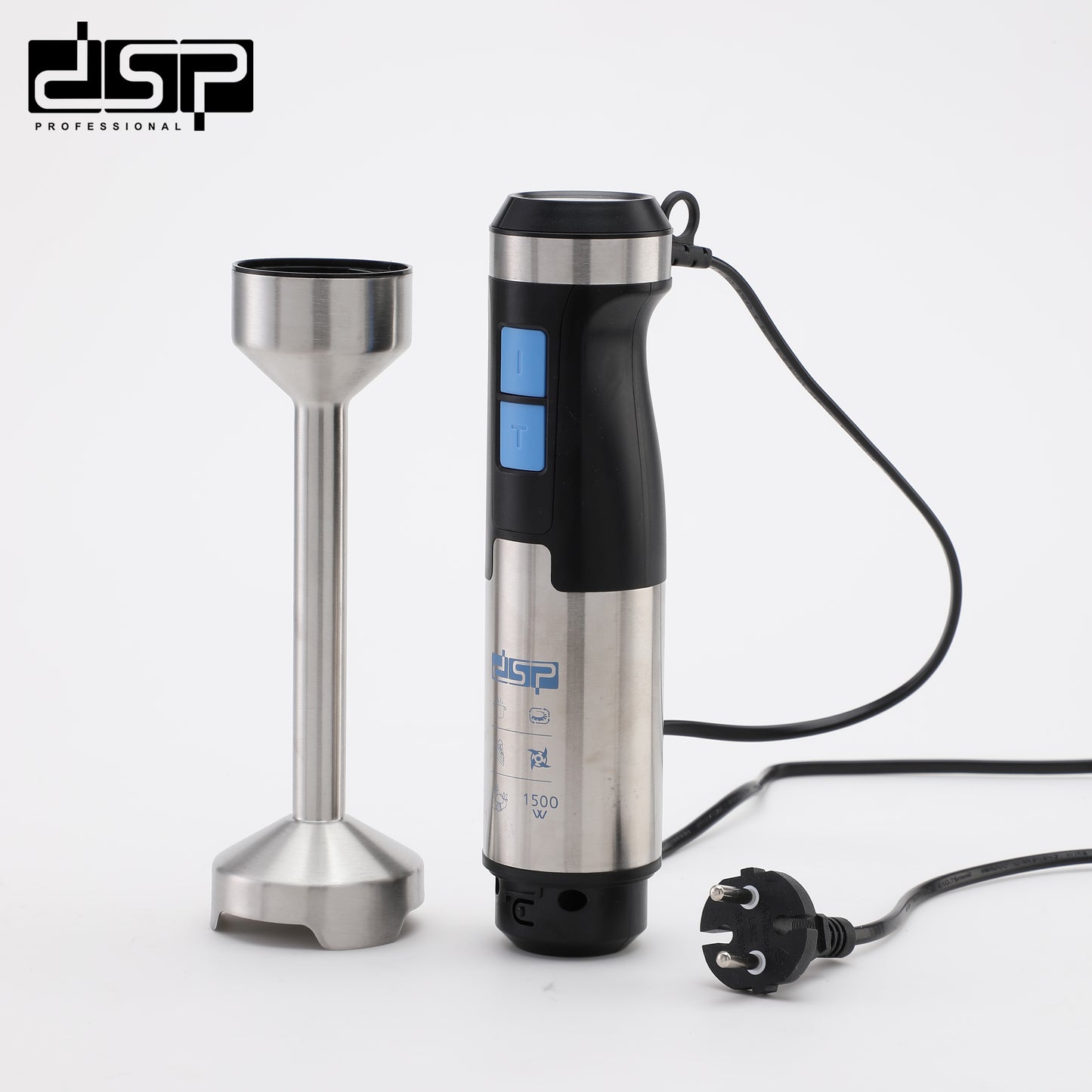 DSP 3 in 1 Immersion Blender Handheld, 1500W Pure Copper Motor, Variable Speed Control, Detachable Stainless Steel Blades, Includes Egg-Beater, 700ml Measuring Cup & 1.0L Meat Grinder – Perfect for Soup, Smoothies, Baby Food (220-240V)