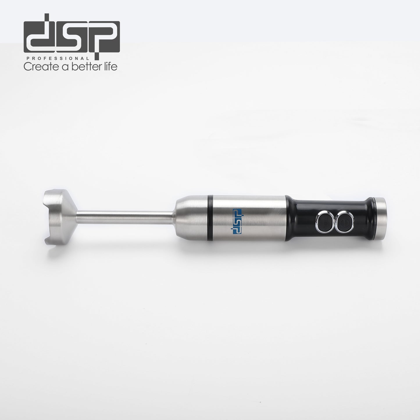 DSP 1500W Immersion Blender Handheld Cordless - Powerful Electric Mixer with Turbo Function, 2-Speed Control & Detachable Stainless Steel Rod, Ideal for Smoothies, Soup, Puree (Blue Light Ring)