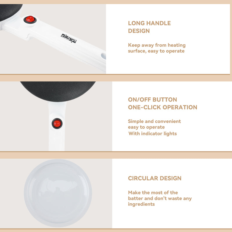 Professional Crepe Maker 650W, 20cm Non-Stick Plate with Hanging Handle & Indicator Lights for French Desserts Breakfast Cooking