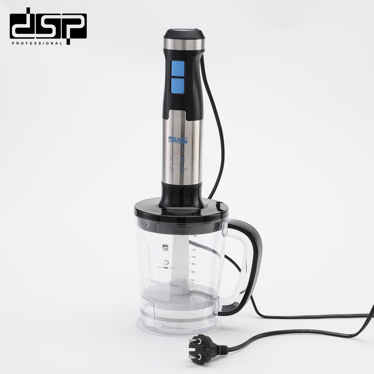 DSP 3 in 1 Immersion Blender Handheld, 1500W Pure Copper Motor, Variable Speed Control, Detachable Stainless Steel Blades, Includes Egg-Beater, 700ml Measuring Cup & 1.0L Meat Grinder – Perfect for Soup, Smoothies, Baby Food (220-240V)