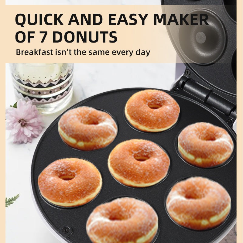 750W Professional Donut Maker with 7 Non-Stick Molds, Thermostatic Control & Cool-Touch Housing, Perfect for Homemade Snacks/Kids Parties
