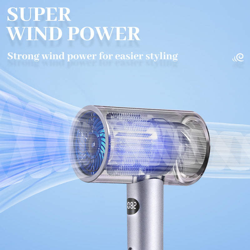Professional 1600W Hair Dryer with Digital Display, 3 Heat Settings & Turbo Motor - Fast Drying & Damage Protection Technology for Salon Results at Home