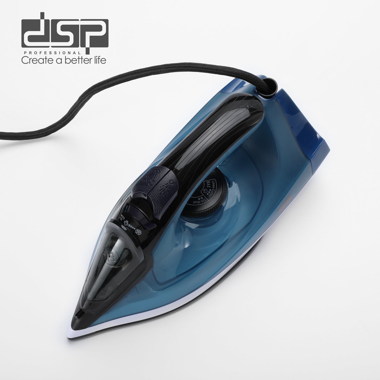DSP Hot Seller 2000W Ceramic Steam Iron, Adjustable Temp, Continuous & Vertical Steam for Home Garment Care