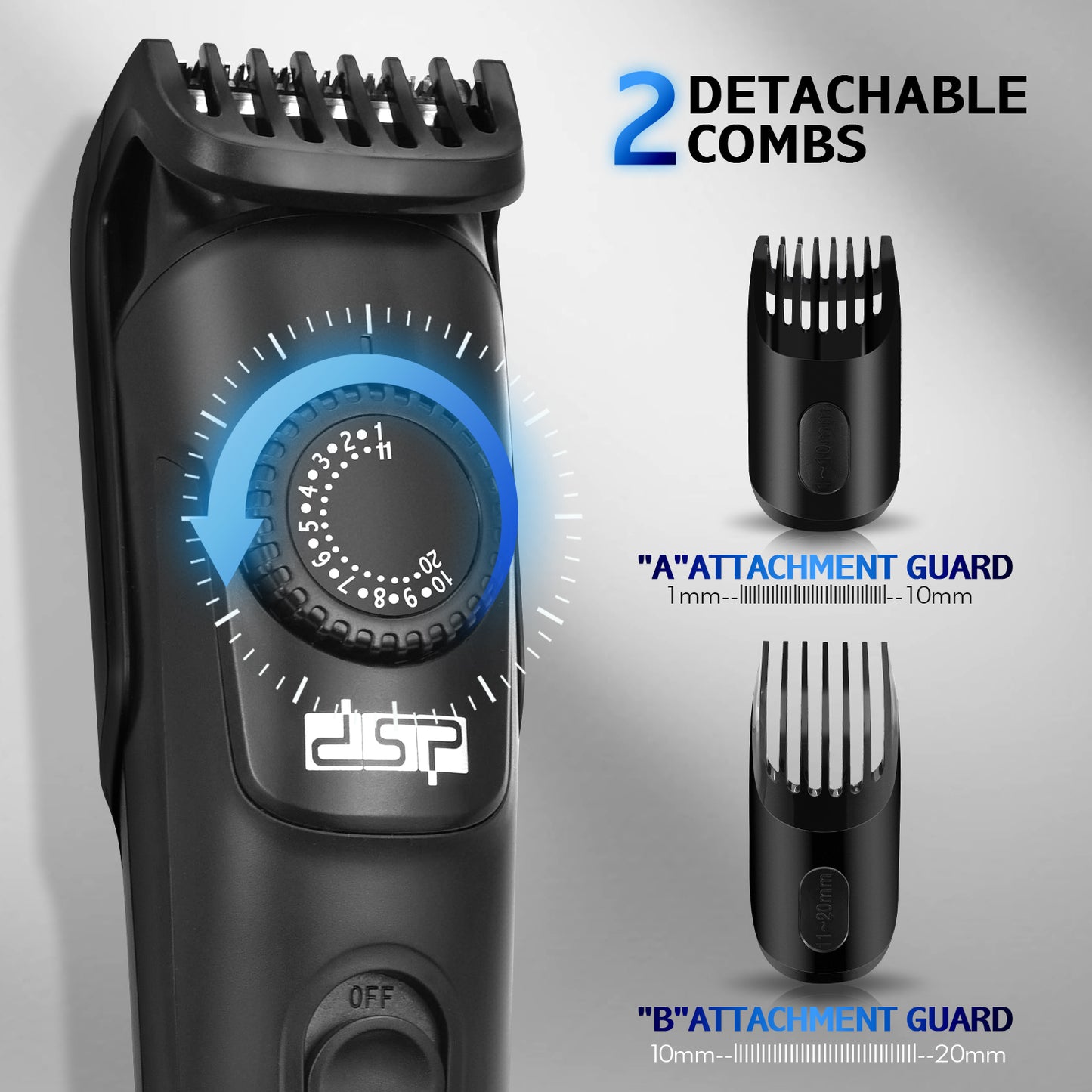USB Rechargeable Hair Clipper, Gentle Precision Cutting with 2 Combs & Care Kit, Safe & Quiet Trimming