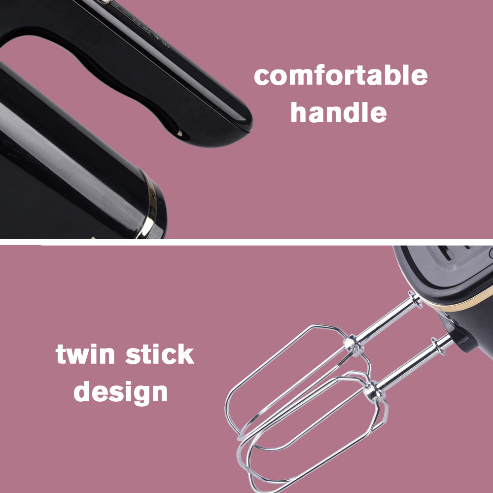 Professional 200W 5-Speed Turbo Hand Mixer Heavy Duty Full Copper Motor Kitchen Baking Dough Kneading Effortless Beater Eject Silver Coated Housing