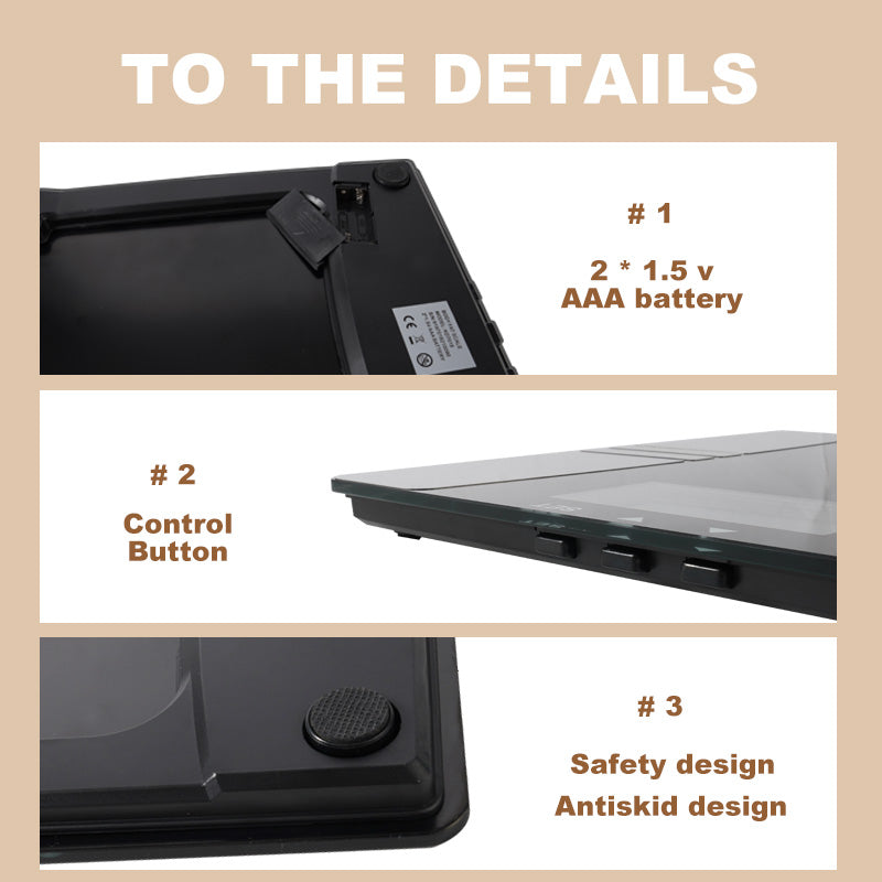 Body Fat Scale Tempered Glass 180kg 0.1kg Accuracy 7 Health Metrics BMI Muscle Water Auto Backlight Home Gym Fitness