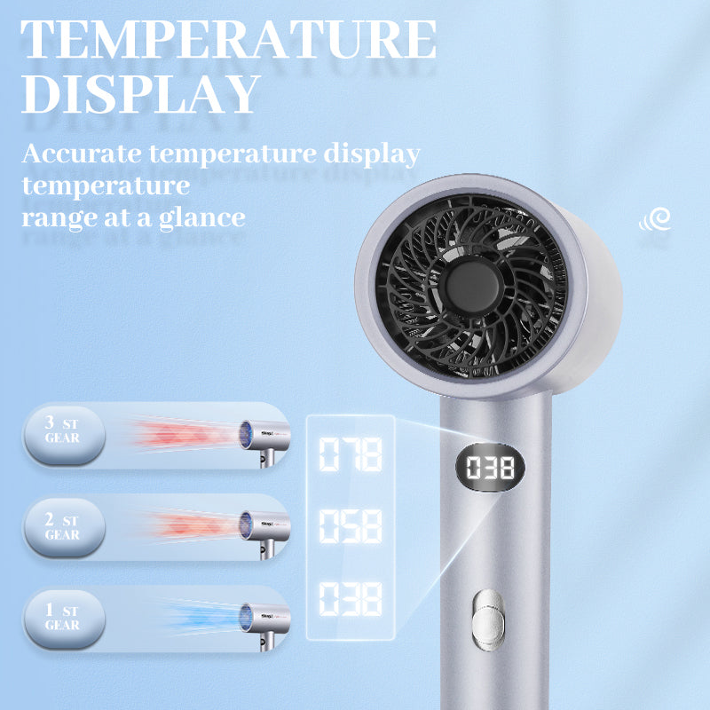 Professional 1600W Hair Dryer with Digital Display, 3 Heat Settings & Turbo Motor - Fast Drying & Damage Protection Technology for Salon Results at Home