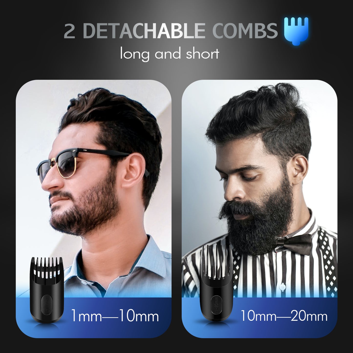 USB Rechargeable Hair Clipper, Gentle Precision Cutting with 2 Combs & Care Kit, Safe & Quiet Trimming