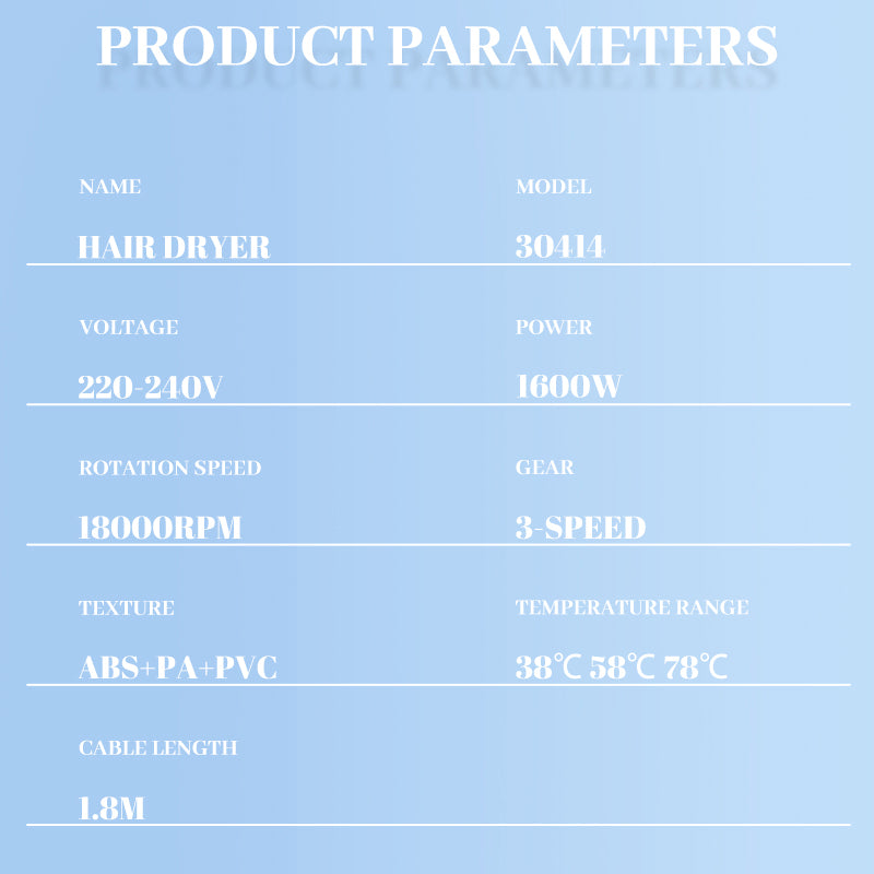 Professional 1600W Hair Dryer with Digital Display, 3 Heat Settings & Turbo Motor - Fast Drying & Damage Protection Technology for Salon Results at Home