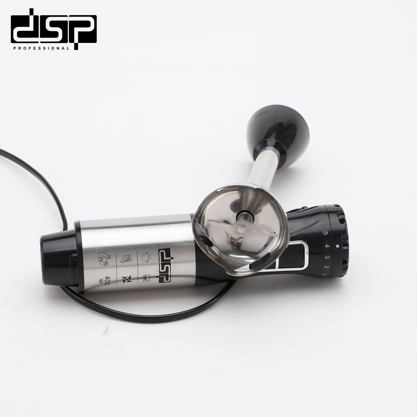 DSP 3 in 1 Immersion Blender Handheld, 400W Corded Electric Stick Emulsion Blender with Turbo Function, Variable Speed, Stainless Steel Blades & Whisk, Perfect for Smoothies, Soup, Puree (220-240V, 700ml Cup Included)